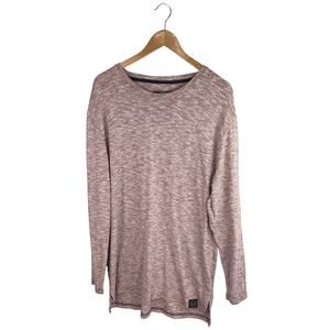 Young & Reckless Men's Pink Space Dye Knit Long Sleeve Shirt Sweater Top Size L